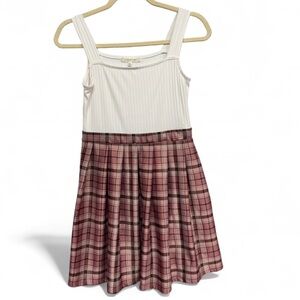 Ultra flirt white and pink plaid mini dress